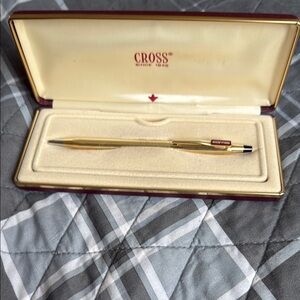 Cross Gold Tone Pen Blue Ink Advertisement for Sealed Power Vintage In Case